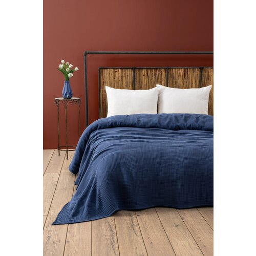 Muslin - navy blue (220 x 250) navy blue double bedspread Slike