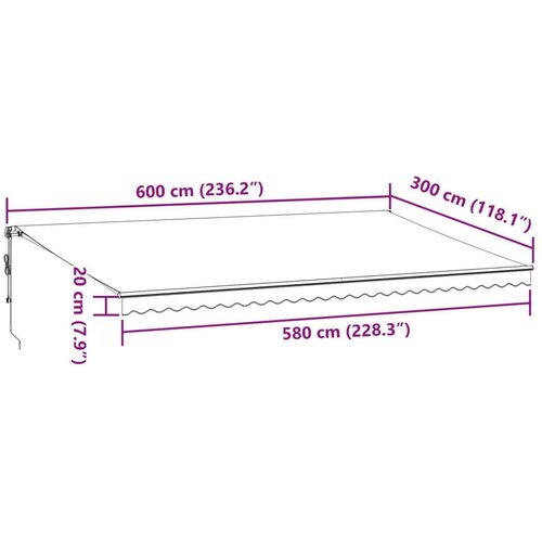 vidaXL Tenda na automatsko uvlačenje bordo 600 x 300 cm Cijene