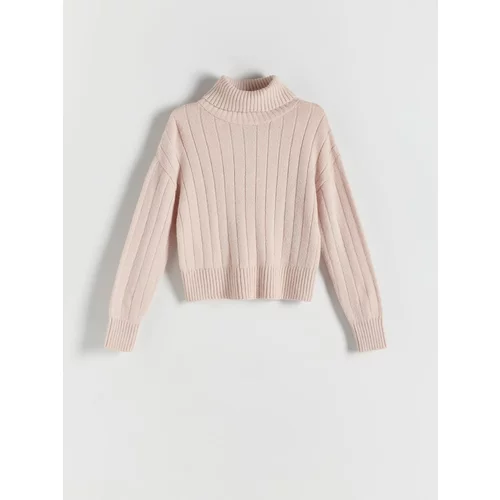 Reserved pulover s puli ovratnikom - roza