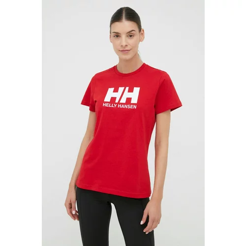 Helly Hansen Bombažen t-shirt rdeča barva