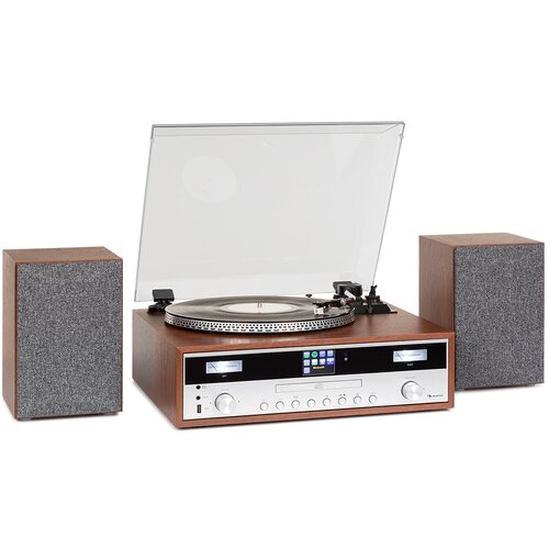 Auna Birmingham, HiFi stereo sistem, DAB+/FM, BT funkcija, vinyl, CD, USB, AUX vhod, les Slike