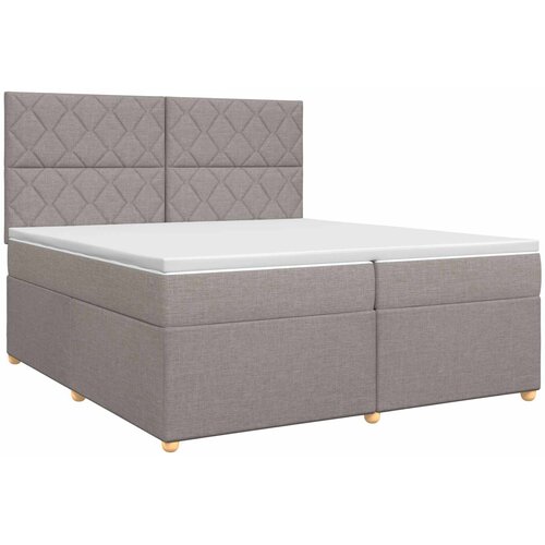  Boxspring krevet s madracem Sivosmeđa 200 x 200 cm Tkanina Smeđesiva 200 x 200 x 140.5 cm Slike
