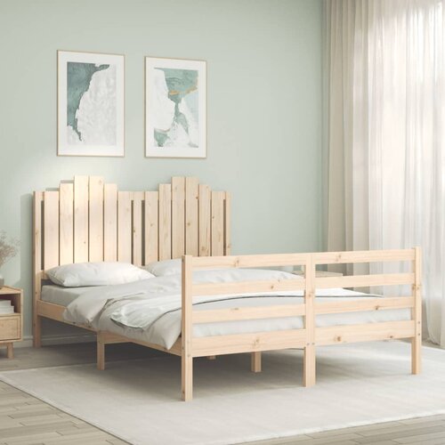 VidaXL Okvir za krevet s uzglavljem 140x200 cm od masivnog drva Slike