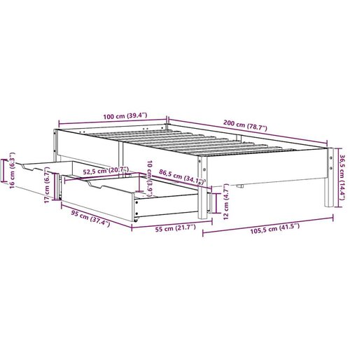 VidaXL Okvir kreveta bez madraca bijeli 100x200 cm konstruirano drvo Slike