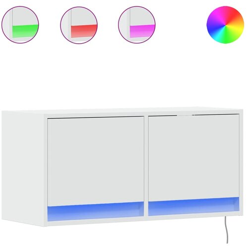 Maison Chic Stenska TV omarica - TV stojalo - Televizijska omarica z LED lučkami bela 80x31x38 cm, (21701311) Cene