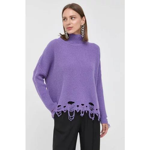 Pinko Vuneni pulover za žene, boja: ljubičasta, s dolčevitom