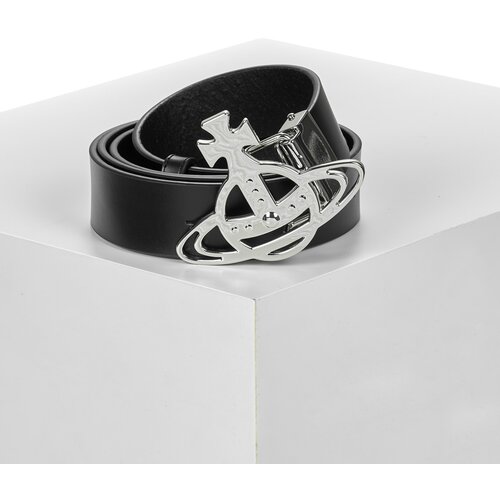 Vivienne Westwood LINE ORB BUCKLE BELT/SILVER Crna Cijene