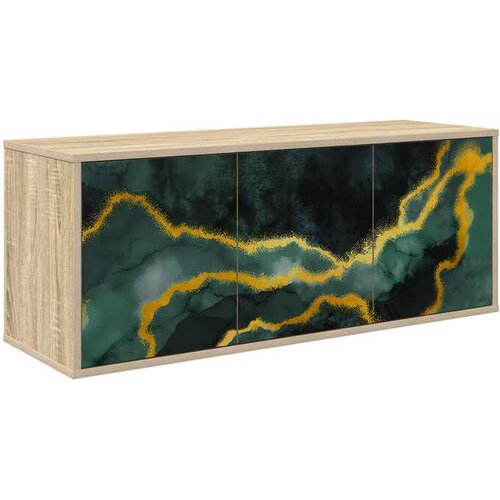 vidaXL TV ormar za montažu na zid WIJHE 102 x 33 x 40 cm Hrast sonoma - Hrast sonoma Tirkizni mramorni uzorak Cene
