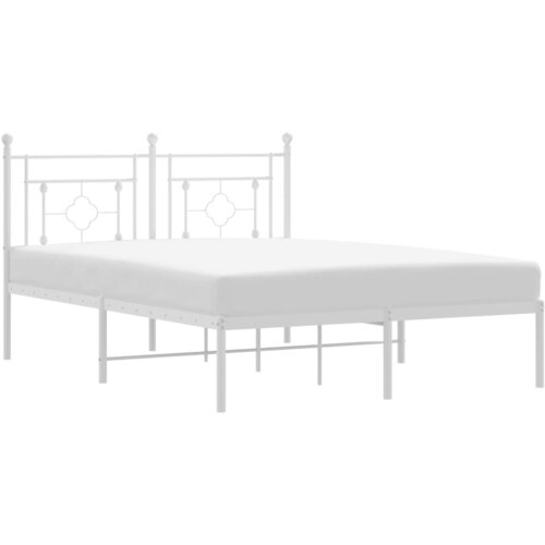 Maison Chic Kovinski Posteljni okvir - Dvoposteljna postelja - Zakonska postelja z vzglavjem bel 140x190 cm, (21692885) Slike