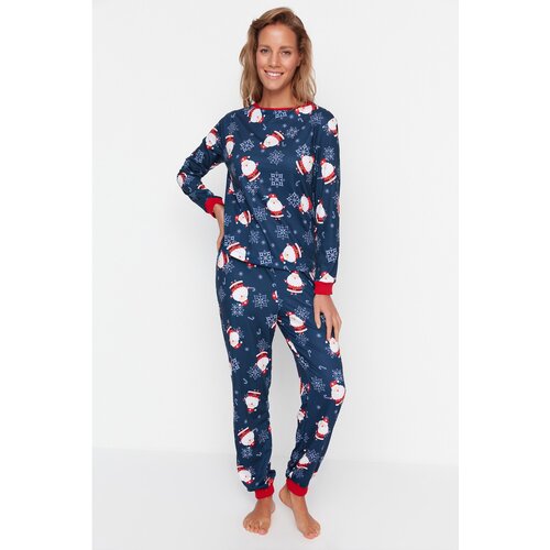 Trendyol Multicolored Christmas Themed Patterned Knitted Pajamas Set Slike