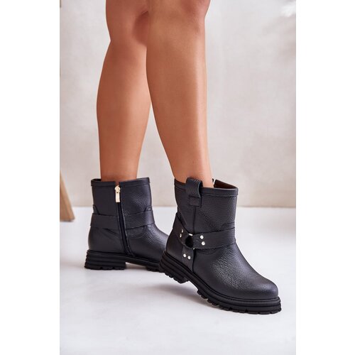 Lewski Shoes Leather Women Boots Flat Heel Black Lewski 3610 Slike