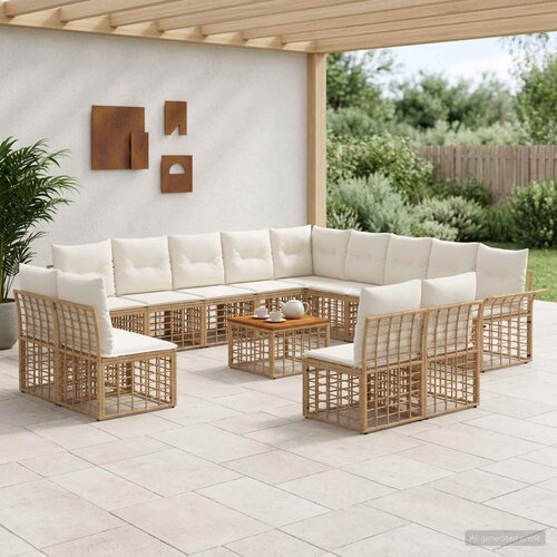  Set vanjskih sofa 14 kom. Prirodna i krema bijela Poliester Cijene