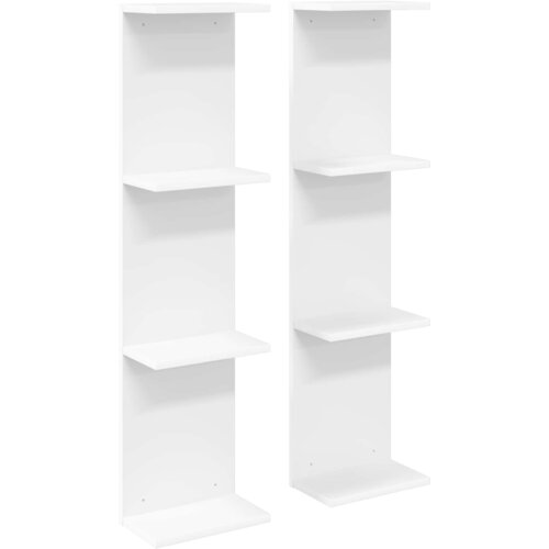 vidaXL Zidna polica 2 kom. Bijela 25 x 15 x 100 cm Konstruirano drvo - Bijela 2 25 x 15 x 100 cm (4 etaže) Cene