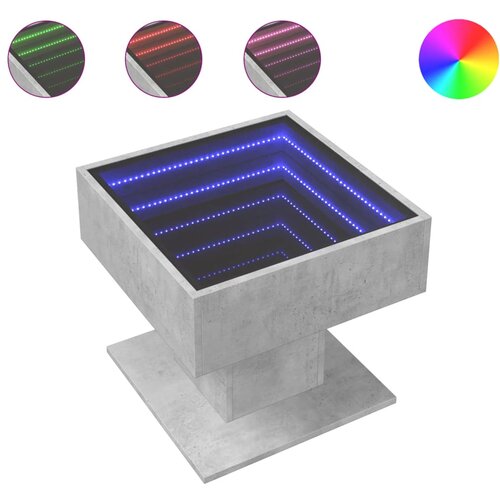 Maison Chic Klubska mizica - kavna mizica - Nizka mizica LED betonsko siva 50x50x45 cm inženirski les, (21754517) Slike