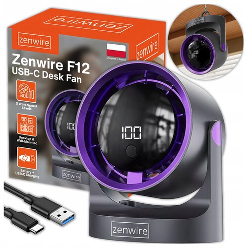 Zenwire Mini namizni ventilator F12 USB-C, 1200 mAh, timer, 360&deg; nastavljiv, (5000312711) Cene