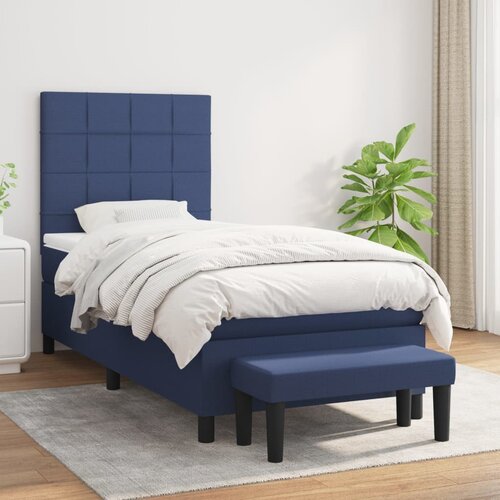 The Living Store Box spring postelja z vzmetnico moder 80x200 cm blago - Box Spring Postelja, (21438685) Cene