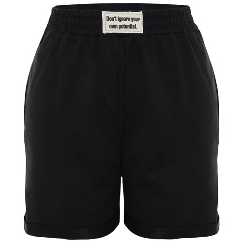 Trendyol Curve Plus Size Shorts & Bermuda - Black - High Waist Slike