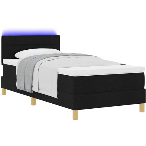  LED Box Spring Krevet s LED trakama Crna 80 x 200 cm tkanina Slike