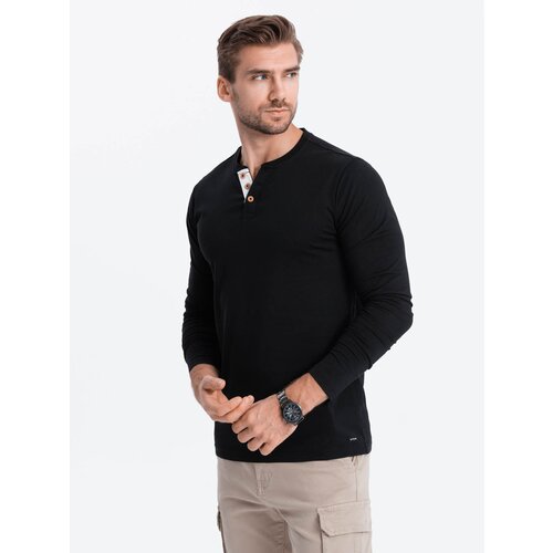 Ombre HENLEY men&amp;#039;s neckline longsleeve - black Slike