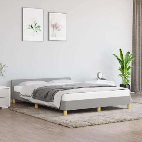 VidaXL Okvir za krevet s uzglavljem svjetlosivi 140x200 cm od tkanine Slike