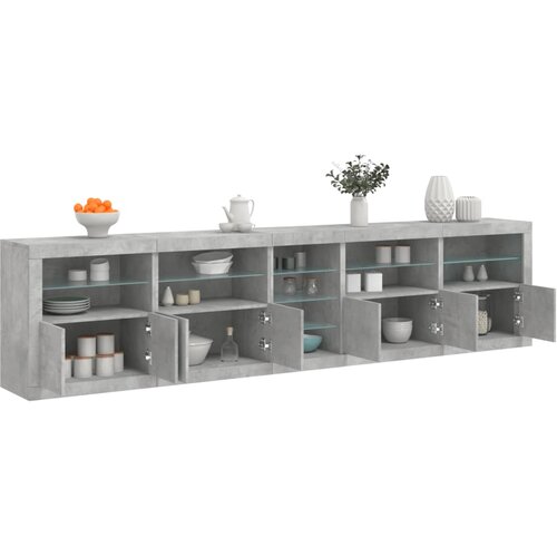 VidaXL Komoda s LED svjetlima siva boja betona 283x37x67 cm Slike