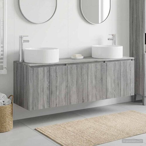  Set ormarića za kupaonicu 3 kom. Siva Sonoma 49,5 x 44,5 x 65,5 cm Slike