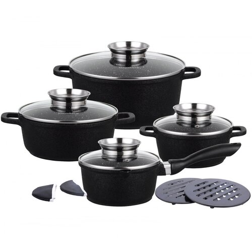 Shumee set 4 granitnih loncev 1,3/1,3/2,3/4,5L (12 kosov) klausberg crack design KB-7360, (21384568) Cene