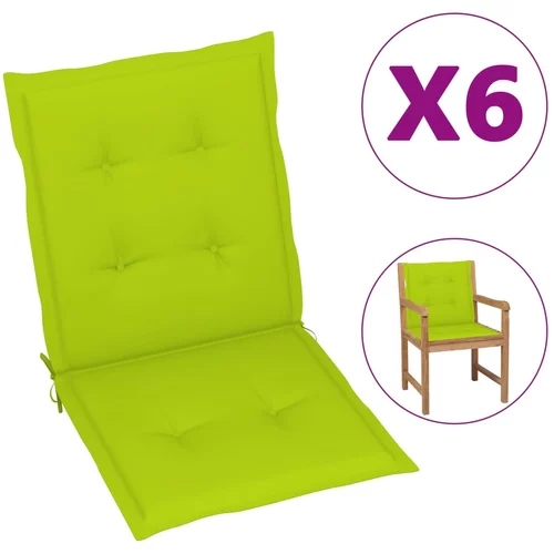  Jastuci za vrtne stolice 6 kom jarko zeleni 100 x 50 x 3 cm