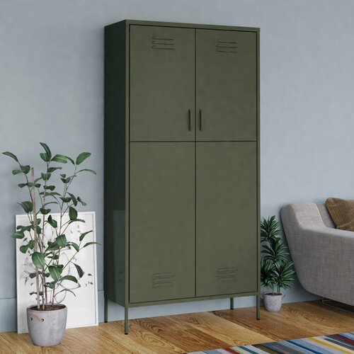 Furnova Garderobna omara olivno zelena 90x50x180 cm jeklo, (21930334) Slike