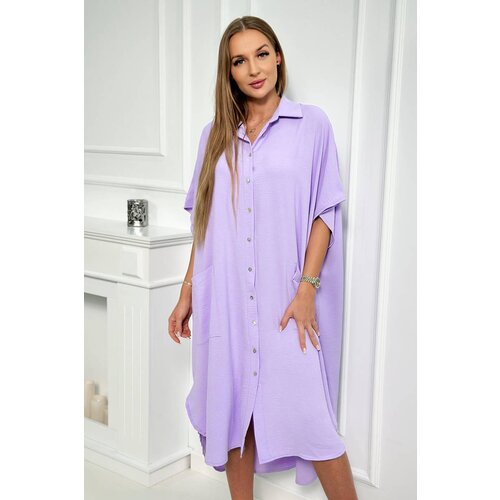 Kesi Oversized dress with a collar of light purple Slike