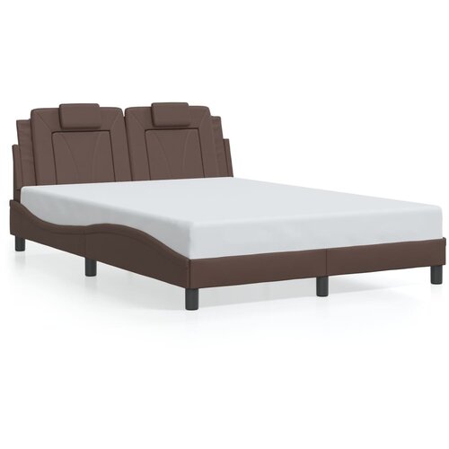  The Living Store Posteljni okvir z LED lučkami rjav 140x200 cm umetno usnje - Posteljni Okvir, (21527940) Slike