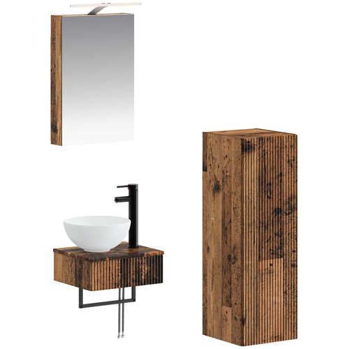  Set ormarića za kupaonicu 4 pcs Staro drvo 40 x 10,5 x 60,5 cm Cijene