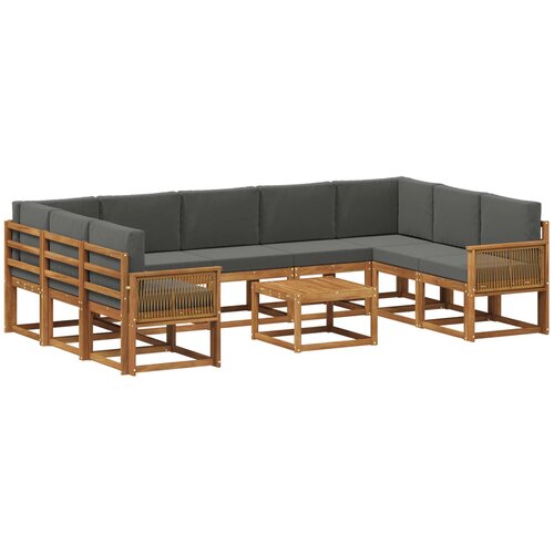vidaXL Zunanja garnitura za sedenje 10 pcs Naravna in antracitna, (5000281354) Cene