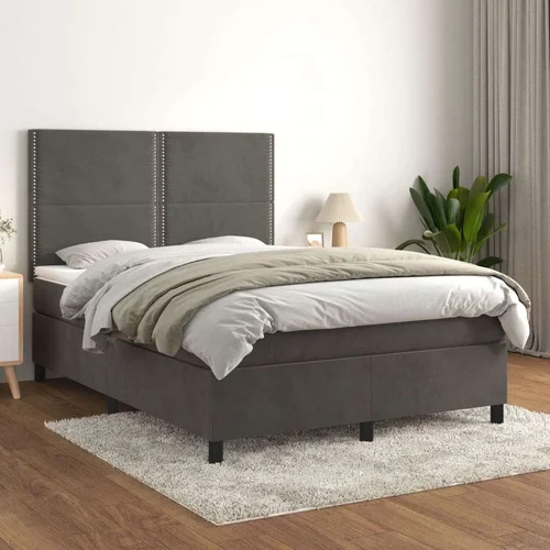  Box spring postelja z vzmetnico temno siva 140x200 cm žamet, (20726593)