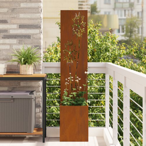 VidaXL Vrtni Sadič s Dekorativnom Pločom Rđa 32 x 140 cm Otporni čelik Slike