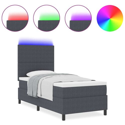 Box Spring Krevet s Madracem i LED Tamnosivi 90x200 cm Kordura Tkanina Slike