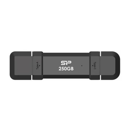 SiliconPower Portable Stick-Type SSD 250GB, DS72, USB 3.2 Gen 2 Type-C/Type-A, Read up to 1050MB/s, Write up to 850MB/s, Black Cene