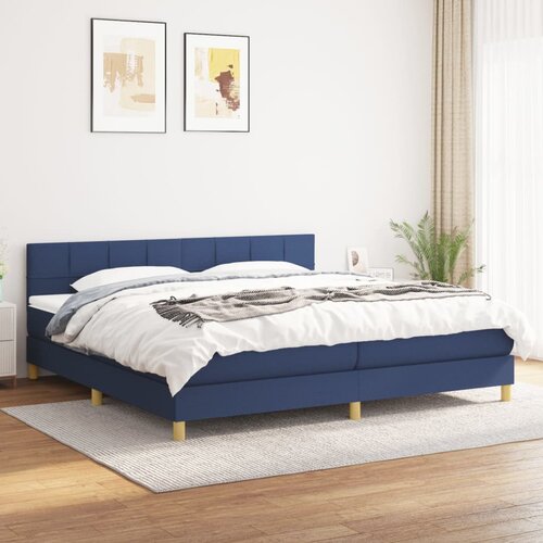The Living Store Box spring postelja z vzmetnico moder 200x200 cm blago - Box Spring Postelja, (21513263) Slike