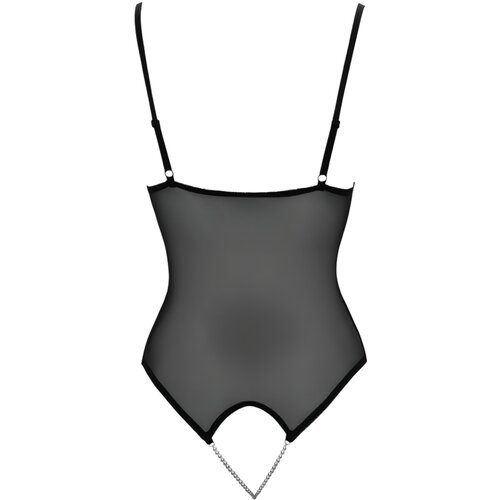 Cottelli - odprto telo s čipko z biseri (črno) - M Cene