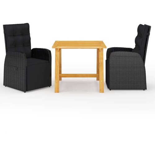  3-dijelni vrtni blagovaonski set crni Cijene