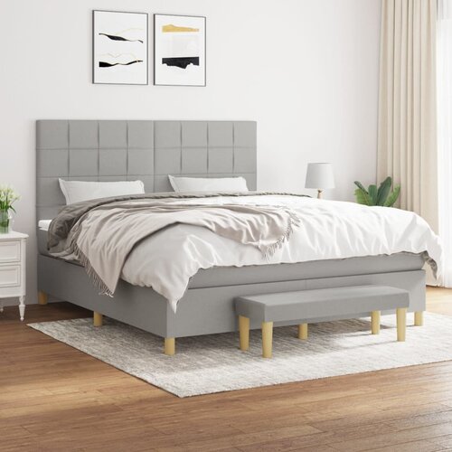 Krevet box spring s madracem svjetlosiva 160x200 cm tkanina Cene