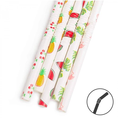 Family papirnata slamica - poletni vzorec - 250 x 6 mm - 150 kosov / paket Slike