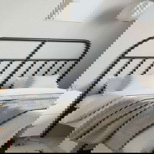  Metalno uzglavlje crno 150 cm Slike