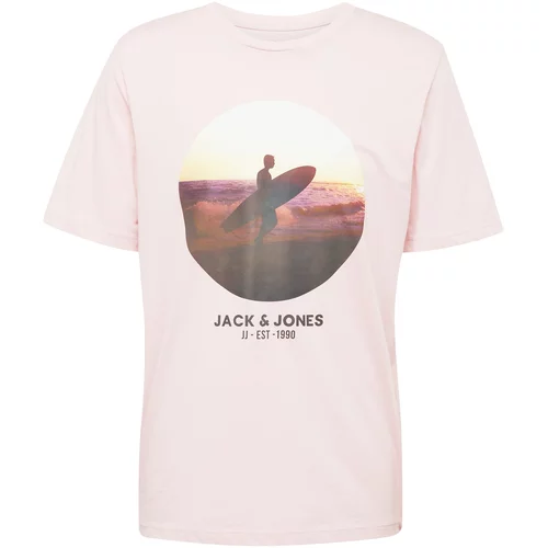 Jack & Jones Majica 'CELLOX' pastelno žuta / tamno ljubičasta / roza / crna