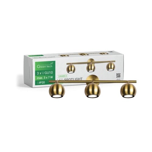 Greentech gu10 x 3 LED spot svetiljka zlatna ( lunaris-3 ) Slike