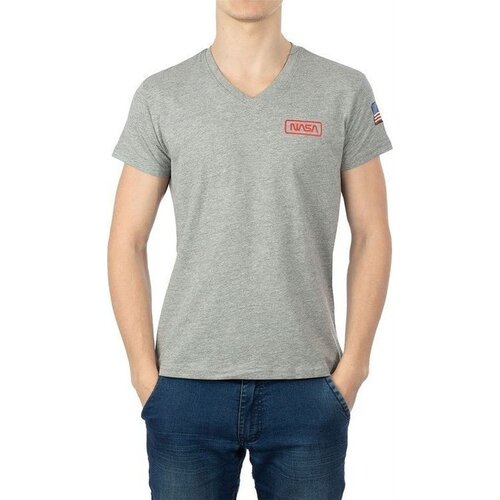 NASA Majice &amp;amp; Polo majice BASIC FLAG V NECK Siva Slike