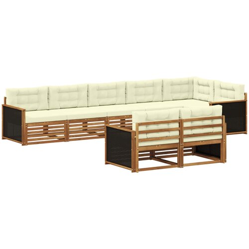 Set vanjskih sofa 8 kom. Prirodna i krem Smeđa Slike