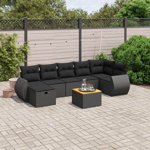 vidaXL 8-dijelni set vrtnih sofa od poliratana s jastucima crni Cijene