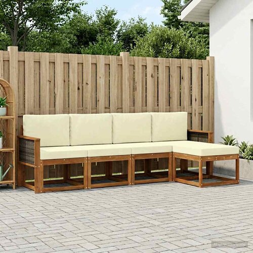  Set vanjskih sofa 5 pcs Prirodna i krem Poliester Slike