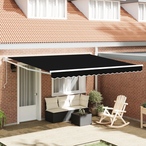 VidaXL Avtomatska retraktibilna tenda Črna 400x300 cm, Zamenjalna tenda za okvir 4x3 m Črna Slike
